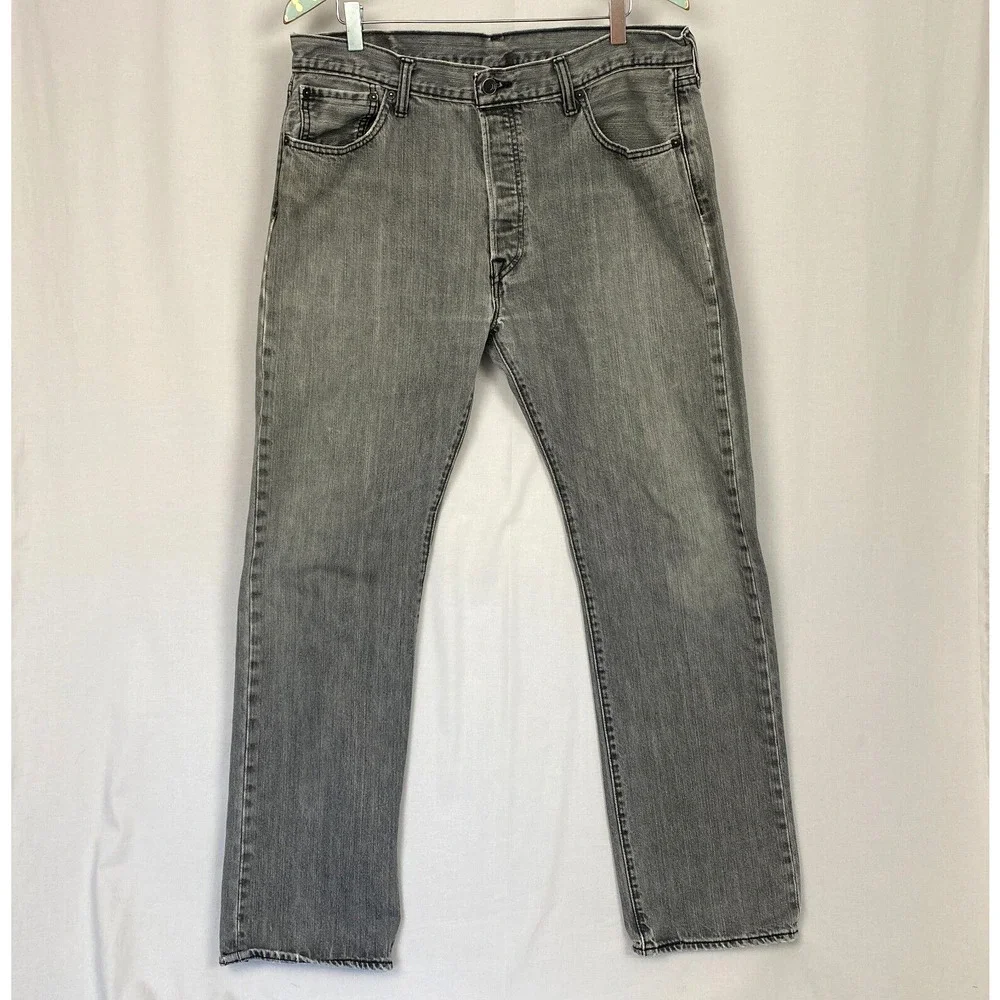 Levis 501 Jeans Mens 36x32 Gray Button Fly 100% Cotton